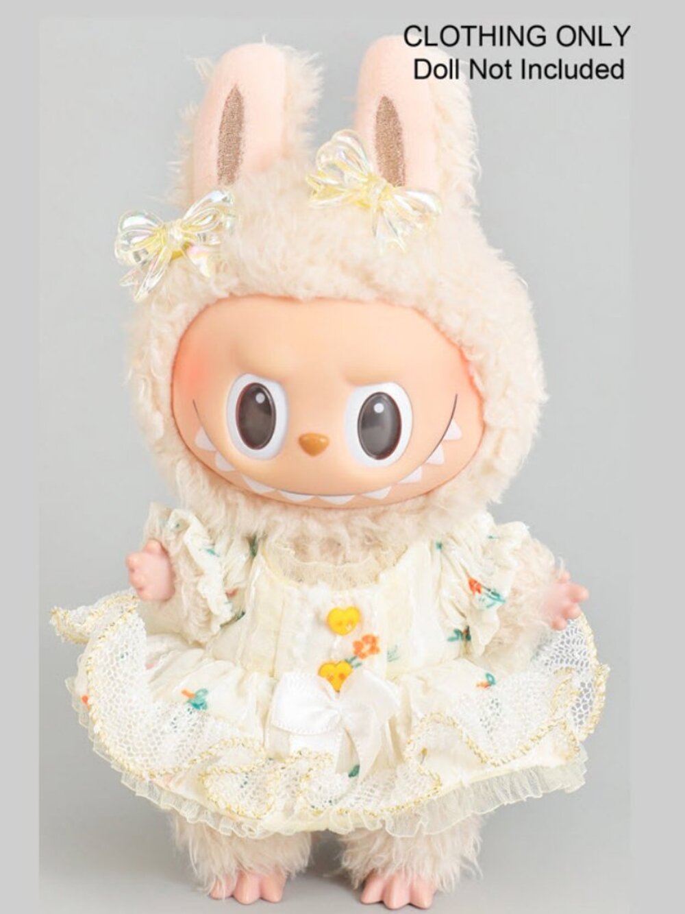 Labubu Lacy Floral Dress with 2 Hair Bows